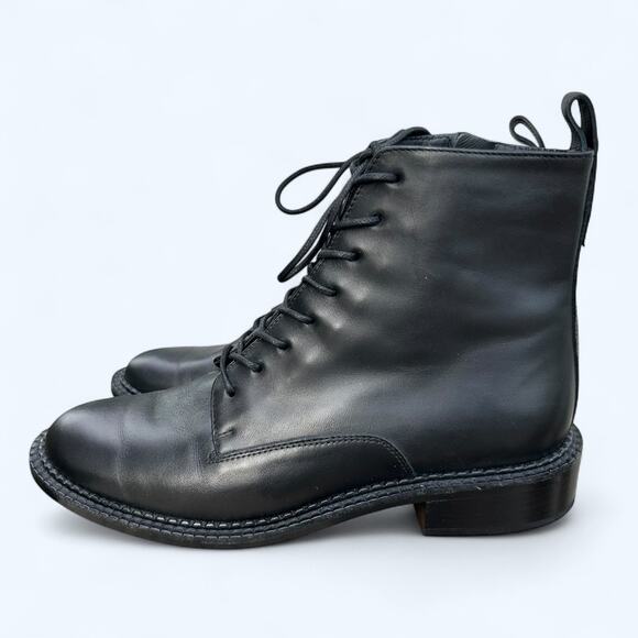 Vince Cabria Combat Boots Black Leather Lace-Up Ankle Boots Women's size 7 NEW - Picture 7 of 12
